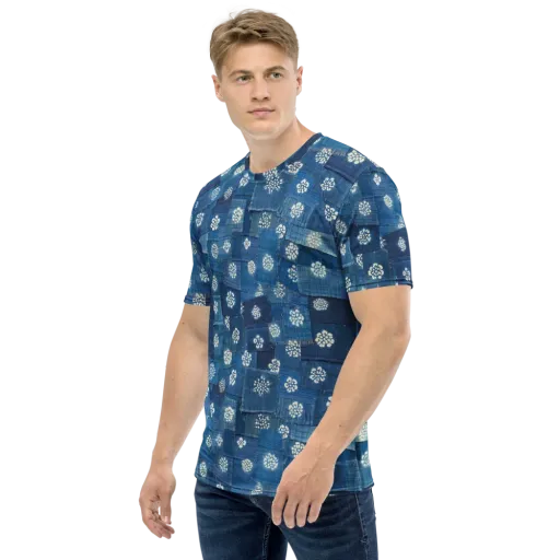 Sapphire Bloom on a Men's Crew Neck T-Shirt