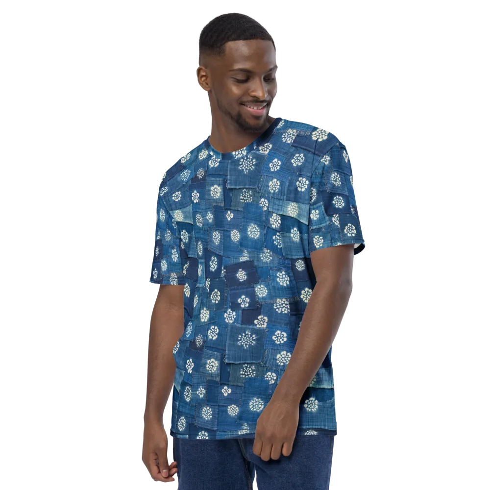 Sapphire Bloom on Men's Crew Neck T-Shirt — Left