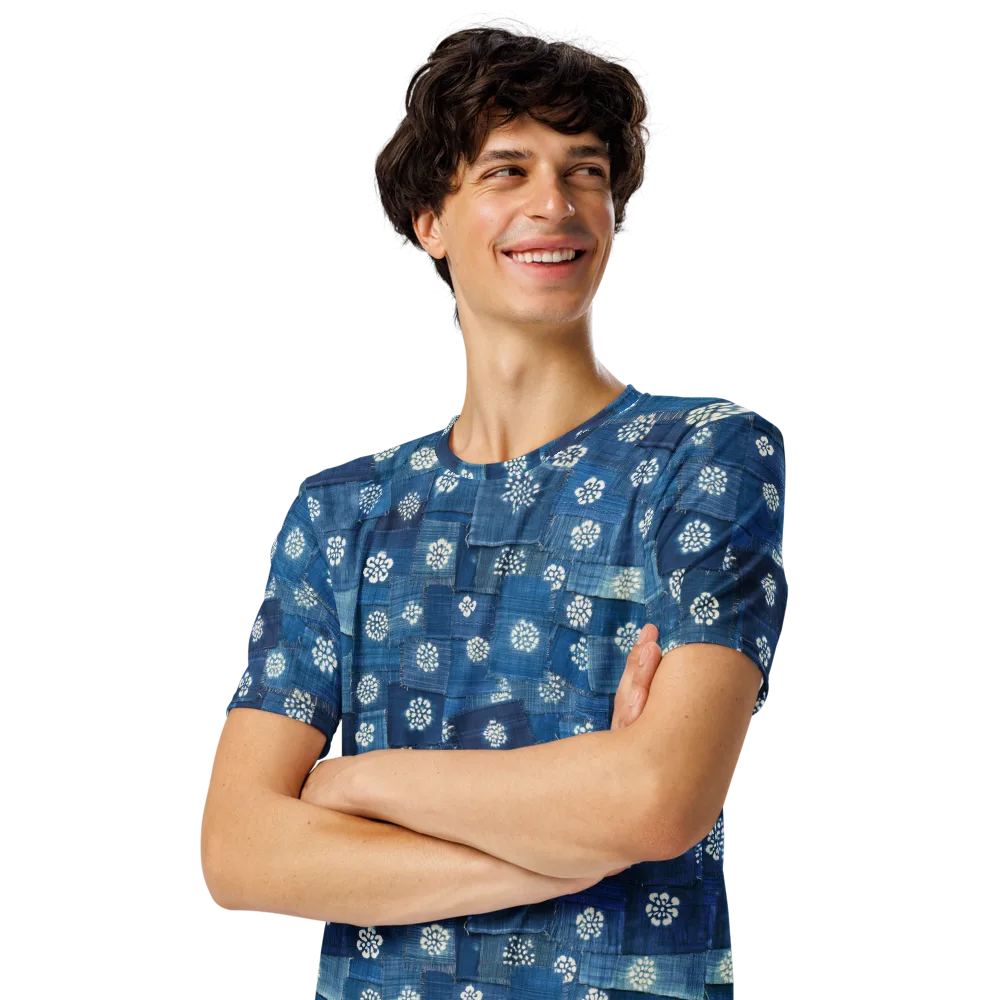 Sapphire Bloom on Men's Crew Neck T-Shirt — Left Front