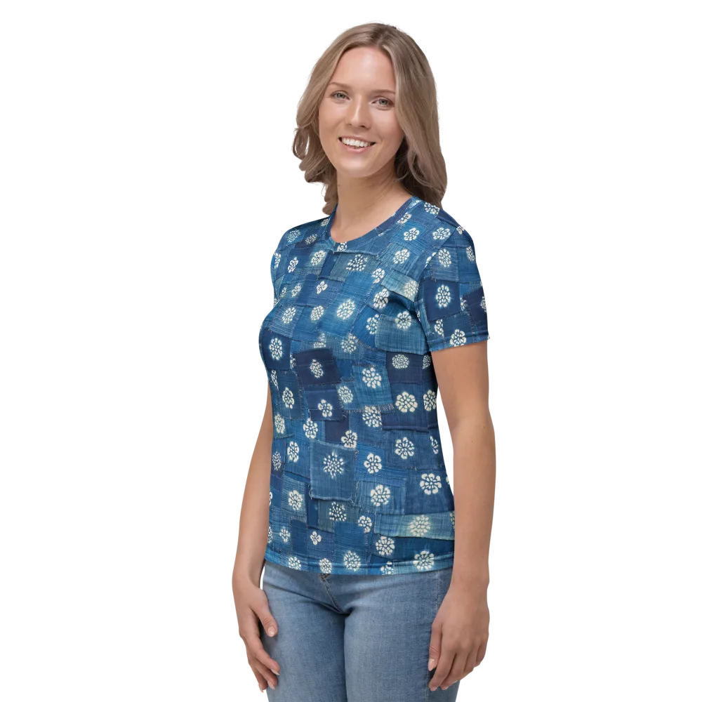 Sapphire Bloom on Women's Crew Neck T-Shirt — Left