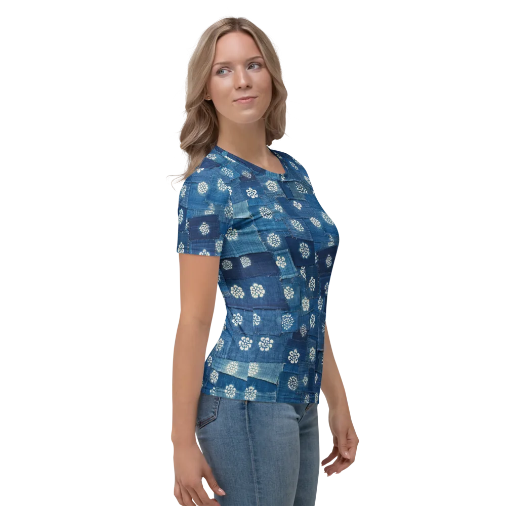 Sapphire Bloom on Women's Crew Neck T-Shirt — Right