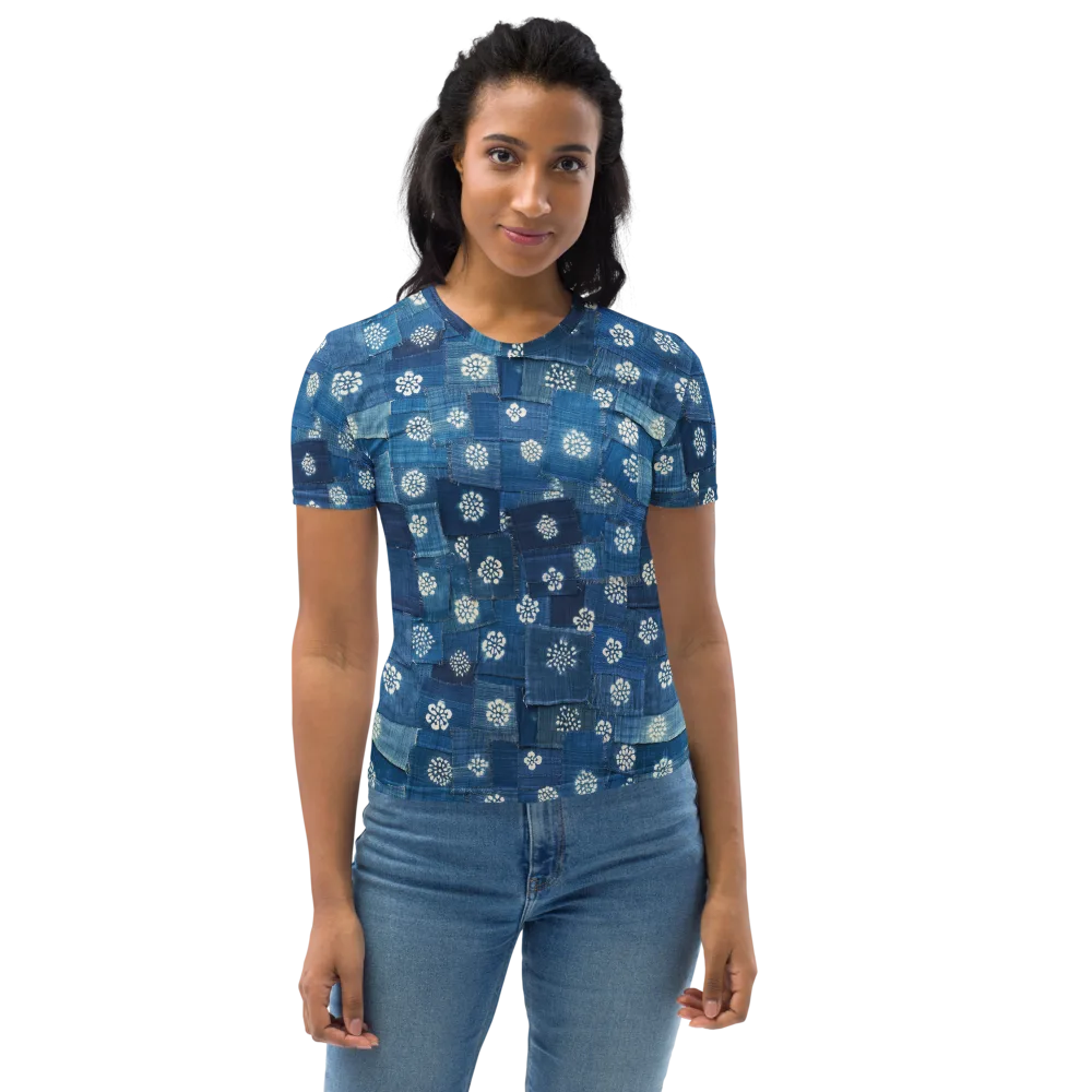 Sapphire Bloom on Women's Crew Neck T-Shirt — Front