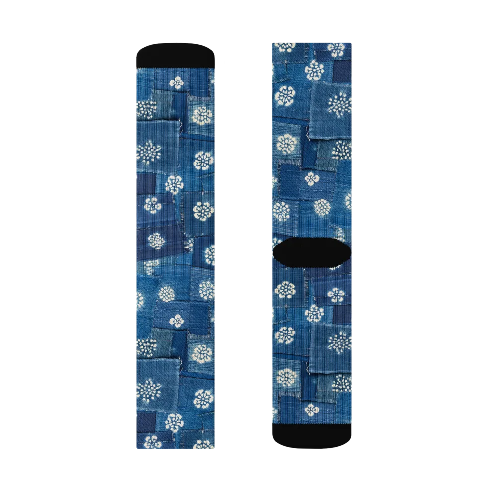 Sapphire Bloom on Socks — Left Sock
