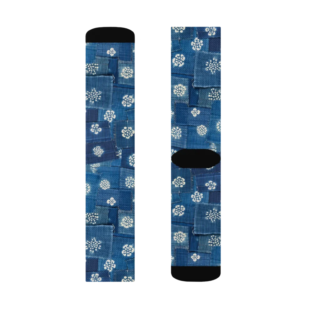 Sapphire Bloom on Socks — Right Sock