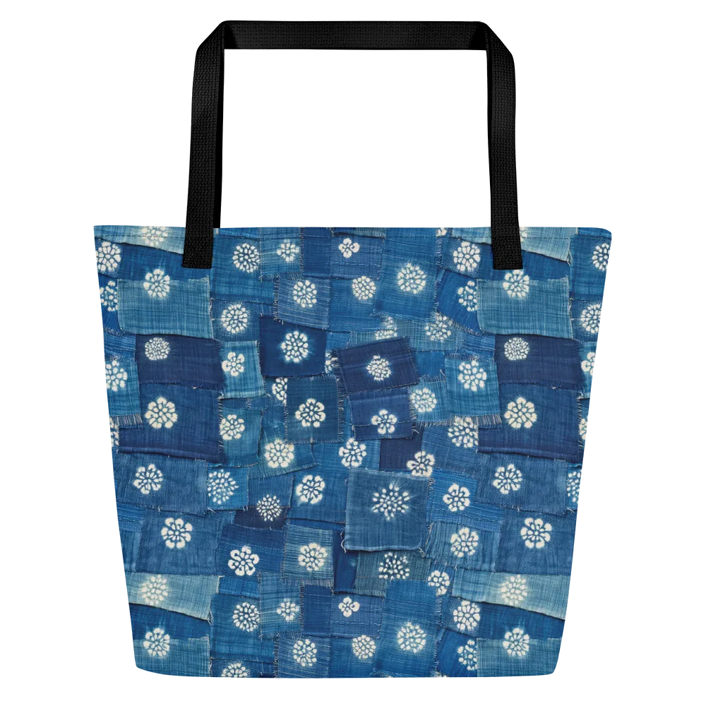 Sapphire Bloom on Large Tote Bag W/ Pocket — Front