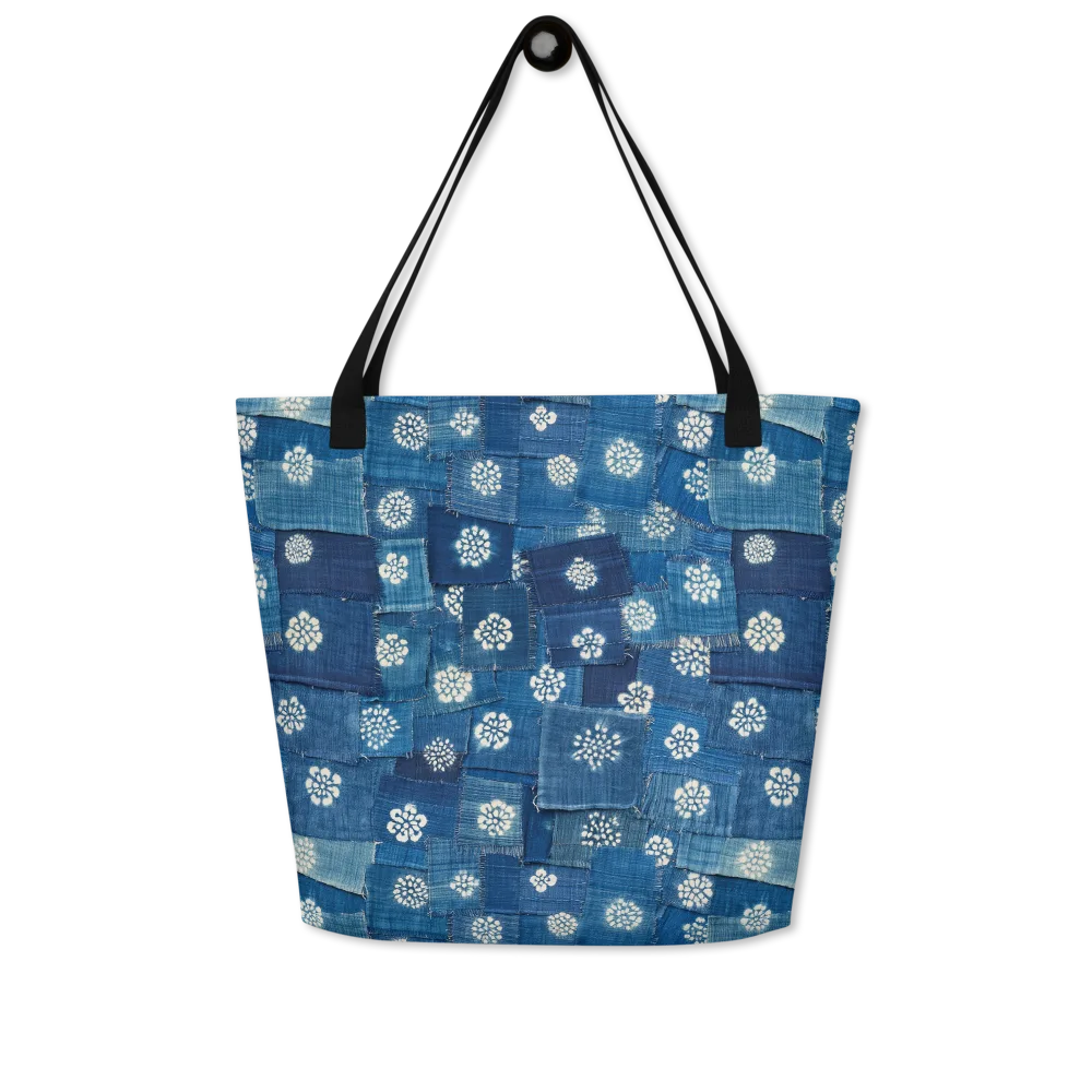 Sapphire Bloom on Large Tote Bag W/ Pocket — Front