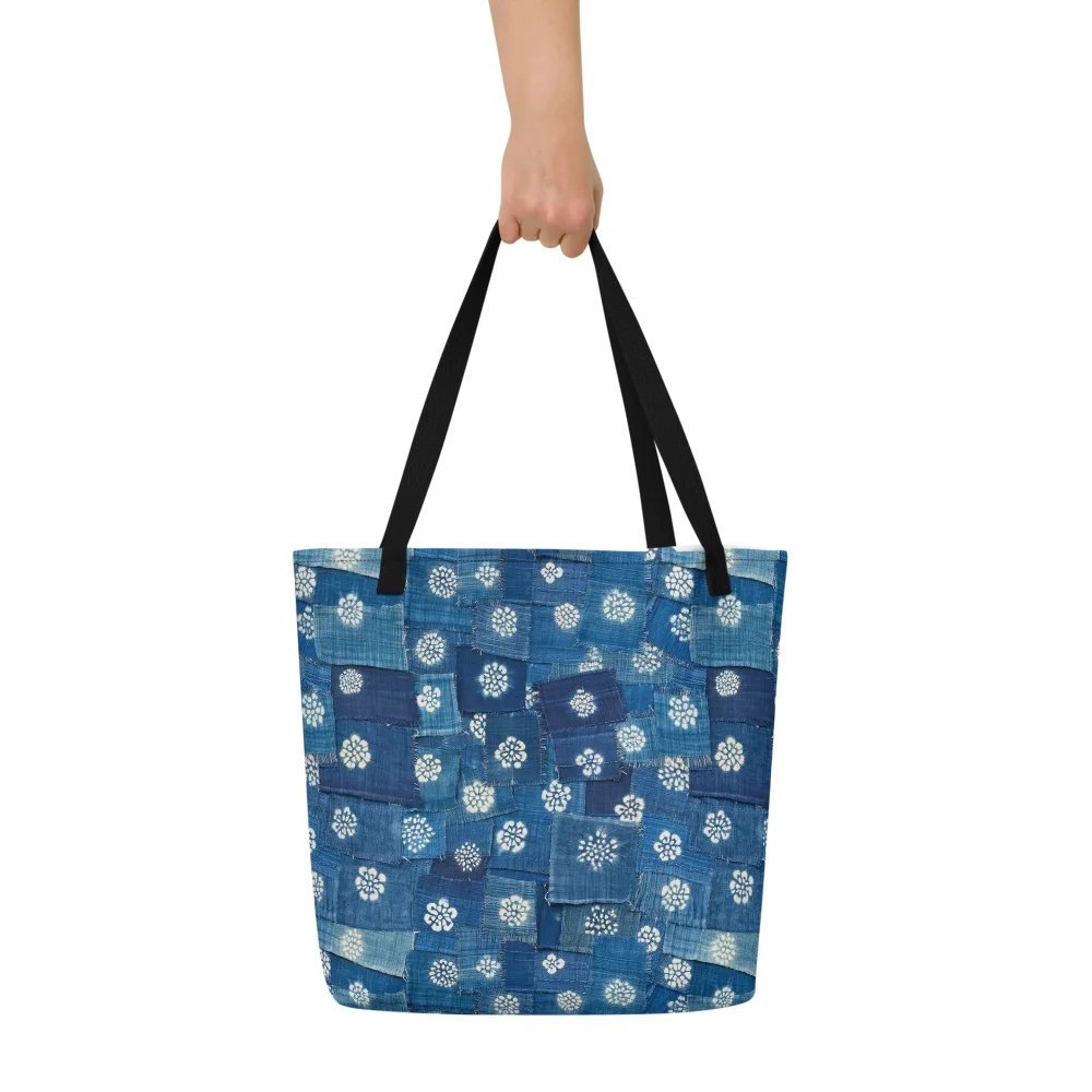 Sapphire Bloom on Large Tote Bag W/ Pocket — Front