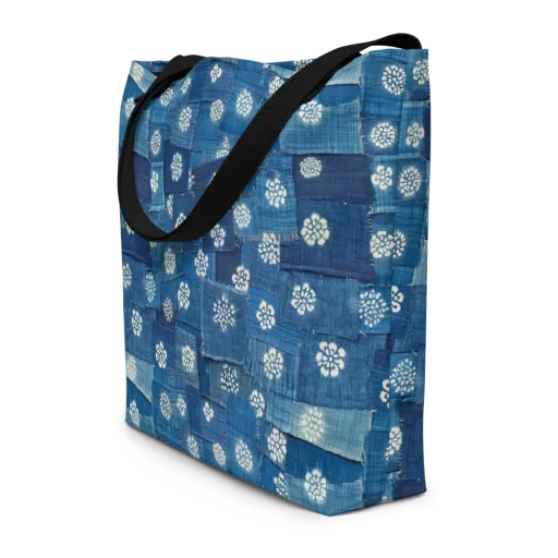 Sapphire Bloom on a Large Tote Bag W/ Pocket