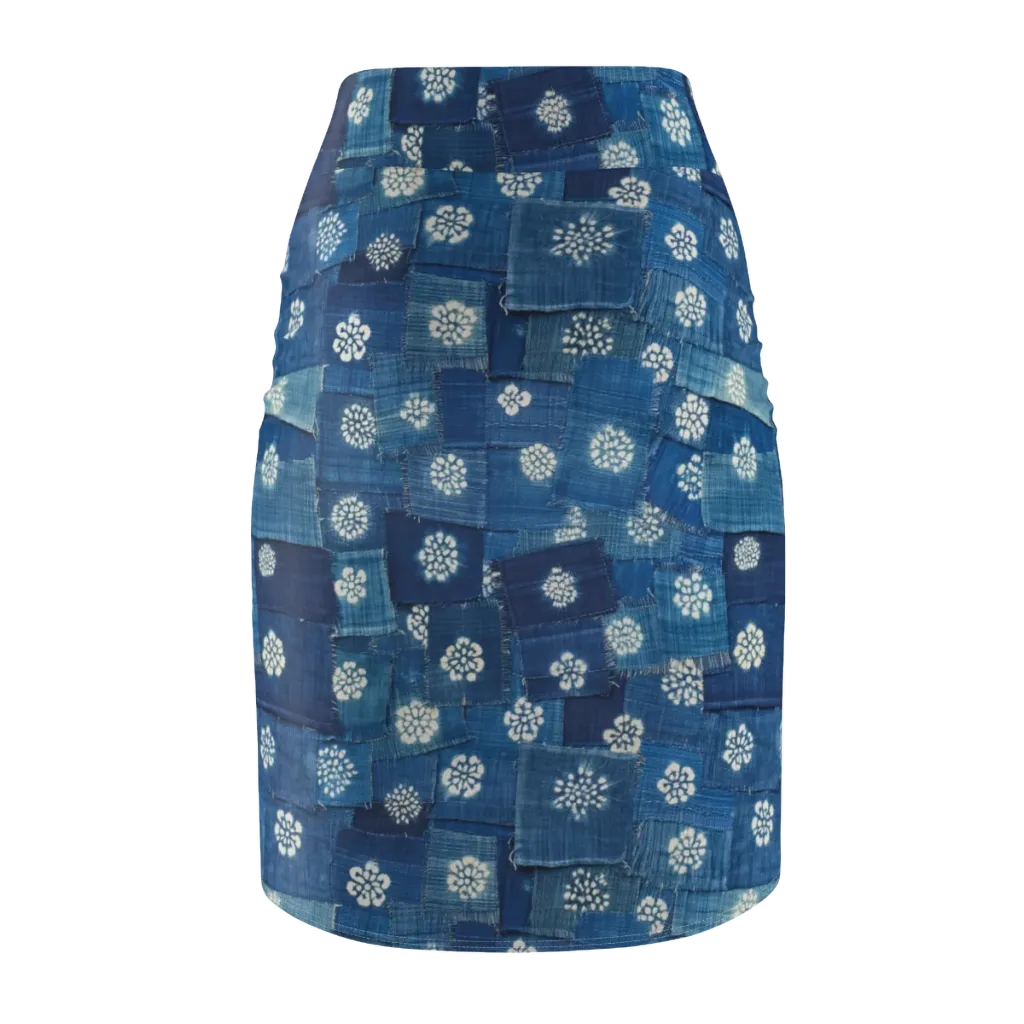 Sapphire Bloom on Pencil Skirt — Back