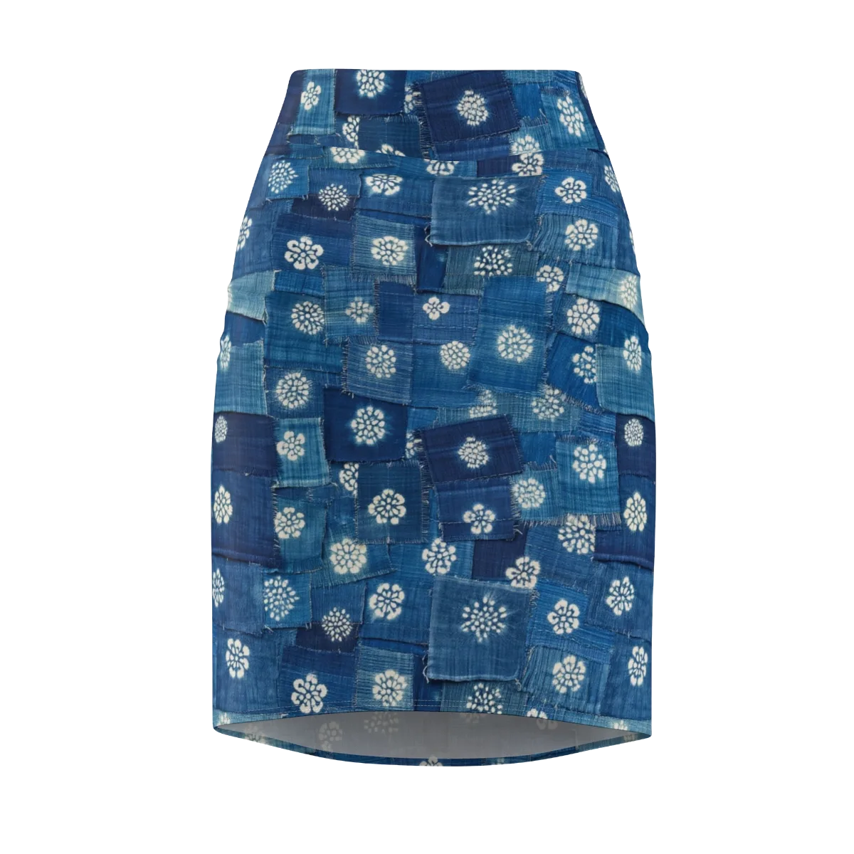 Sapphire Bloom on Pencil Skirt — Front