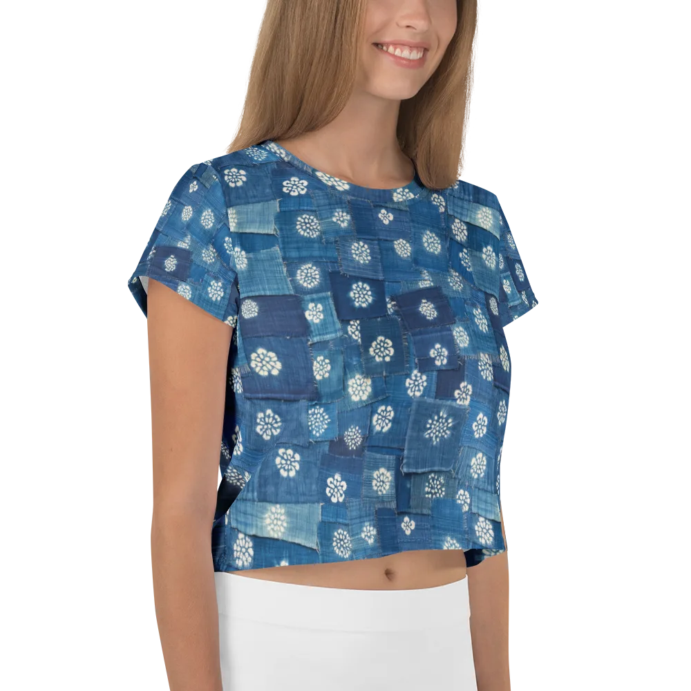 Sapphire Bloom on Crop Tee — Right