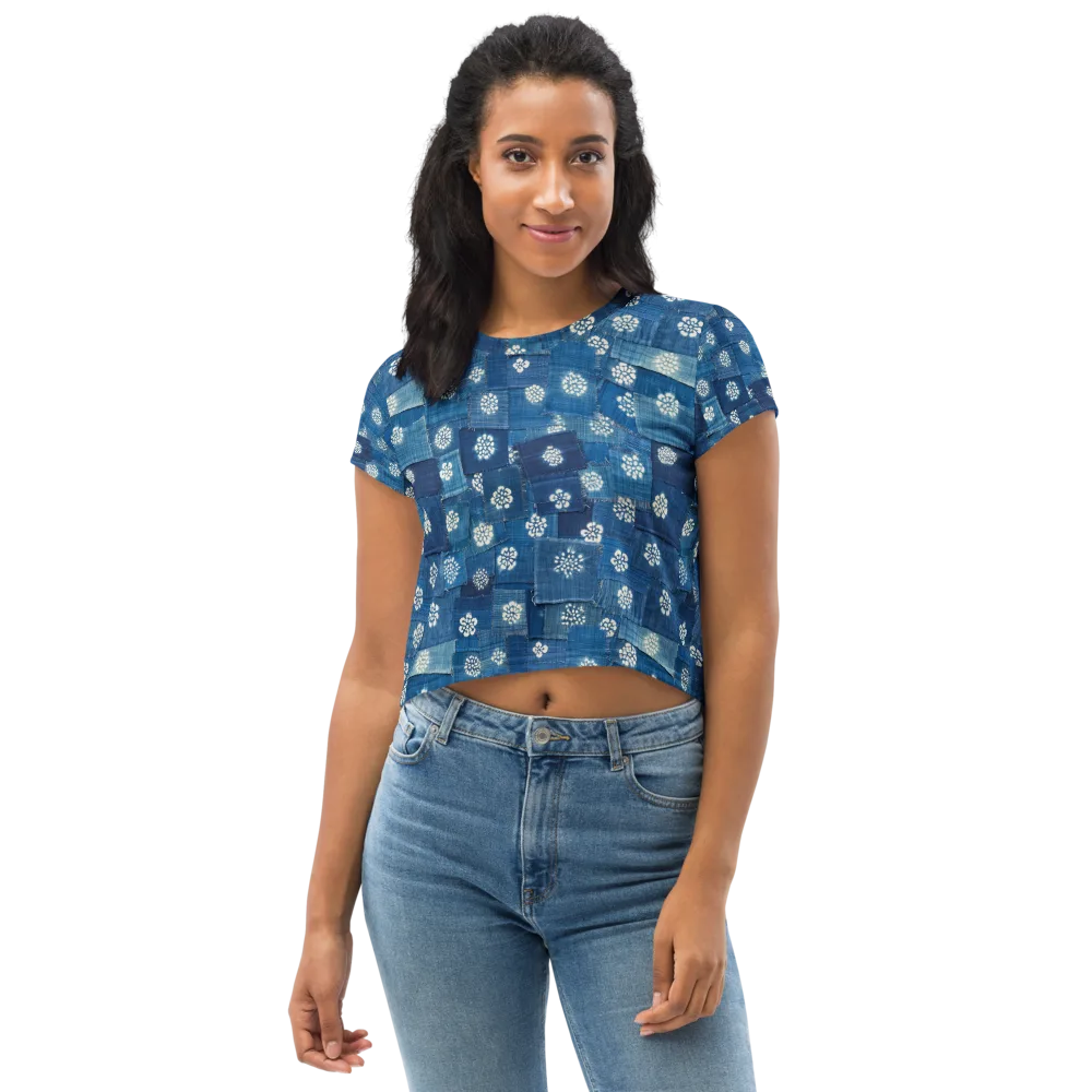 Sapphire Bloom on Crop Tee — Front