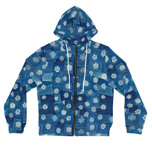 Sapphire Bloom on a Women's Full-Zip Hoodie