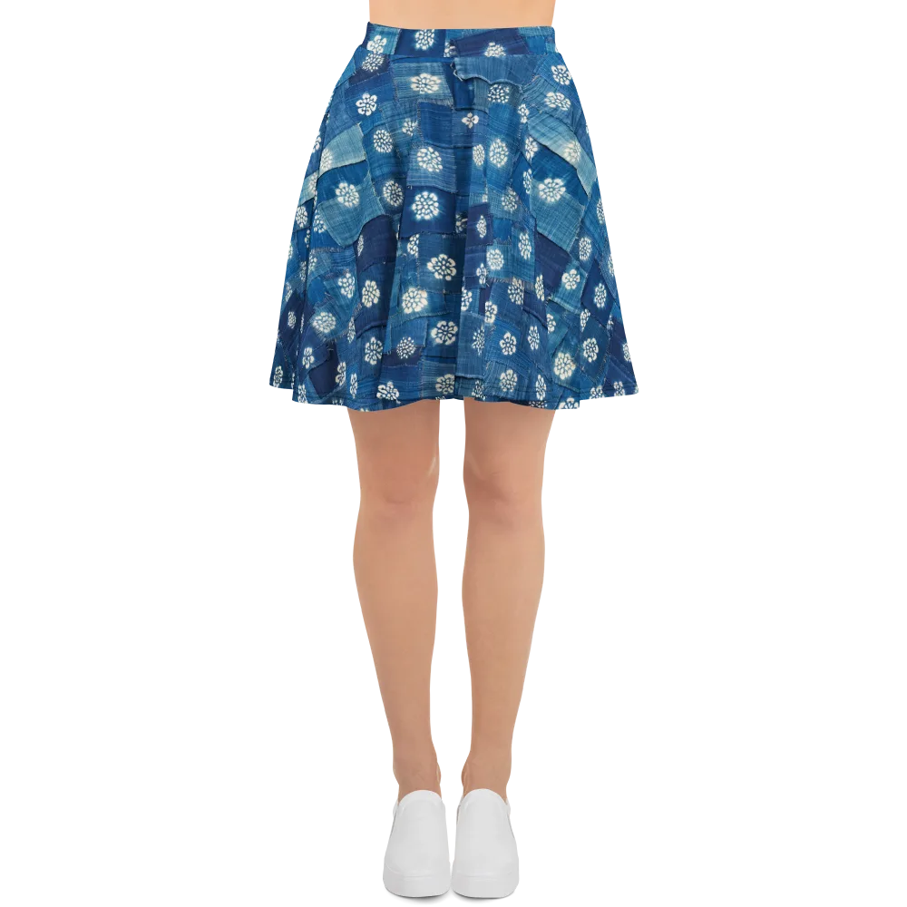 Sapphire Bloom on Skater Skirt — Front