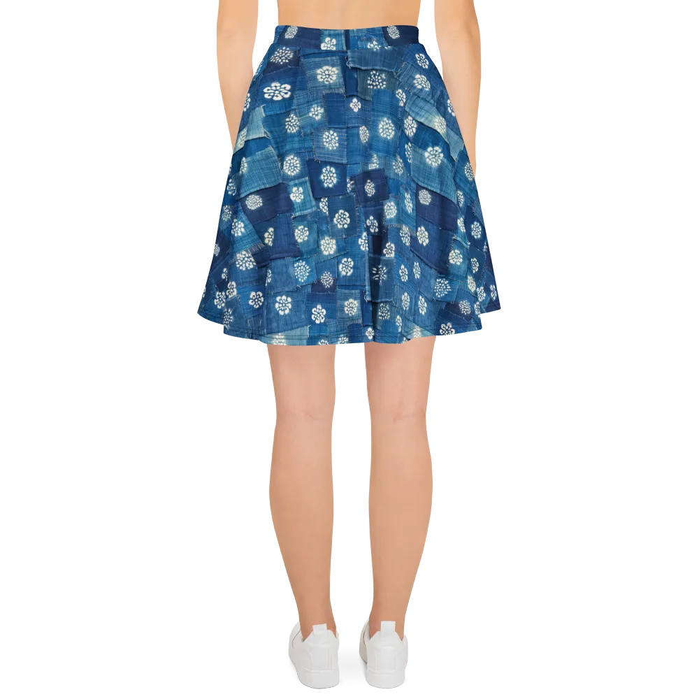 Sapphire Bloom on Skater Skirt — Back
