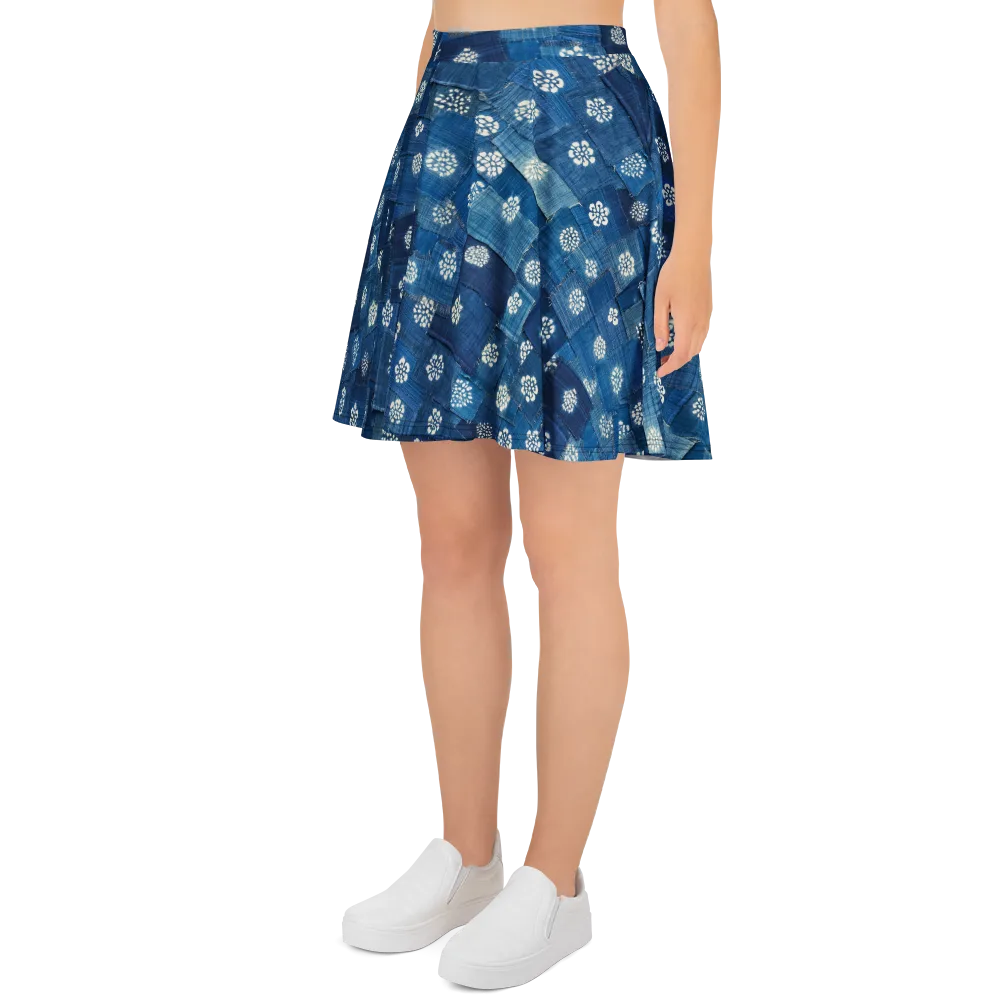 Sapphire Bloom on Skater Skirt — Left
