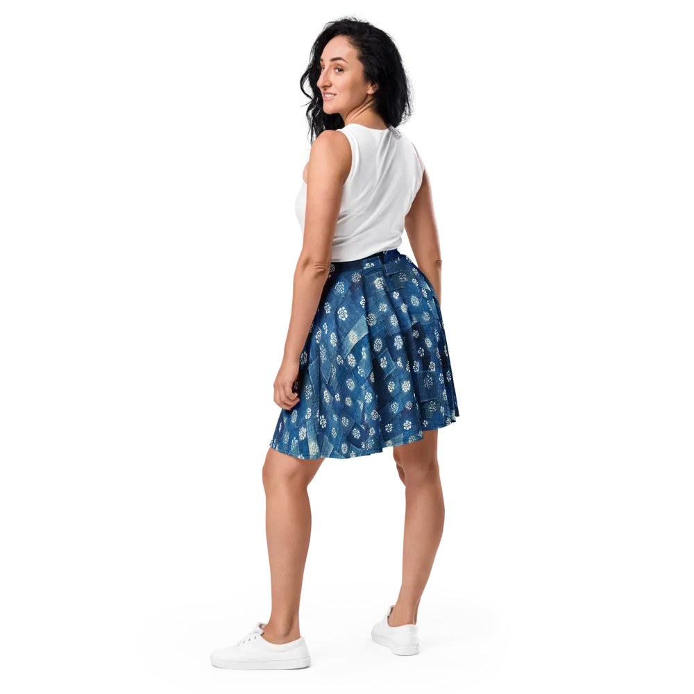 Sapphire Bloom on Skater Skirt — Back