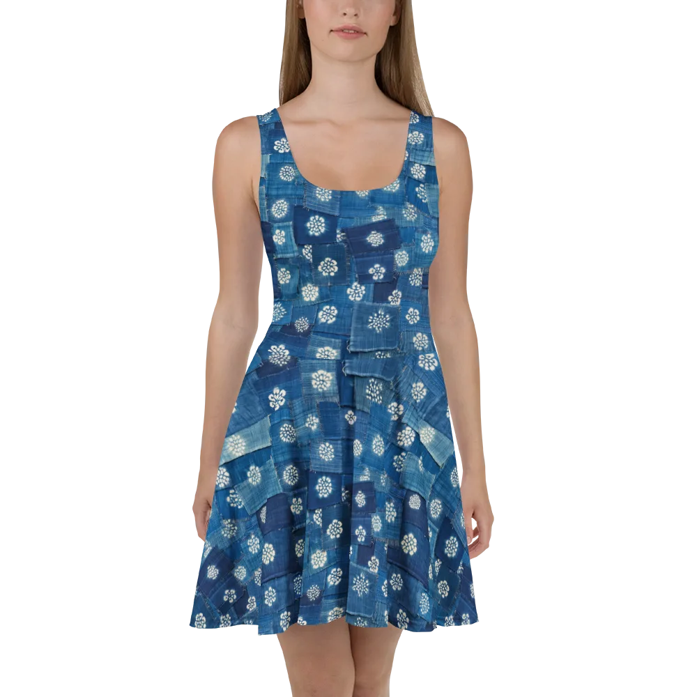 Sapphire Bloom on Skater Dress — Front