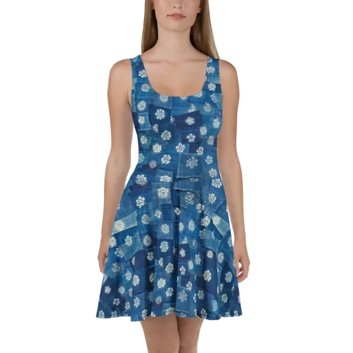 Sapphire Bloom on a Skater Dress