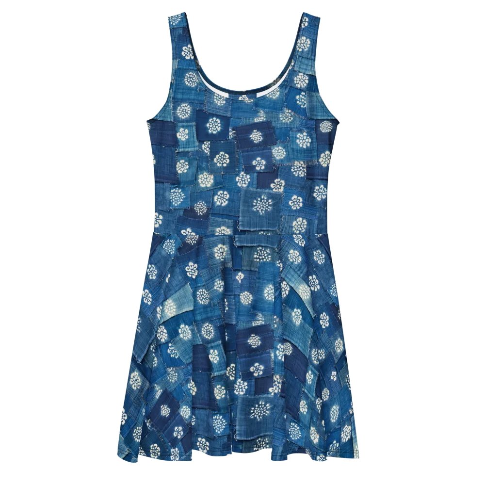 Sapphire Bloom on Skater Dress — Front