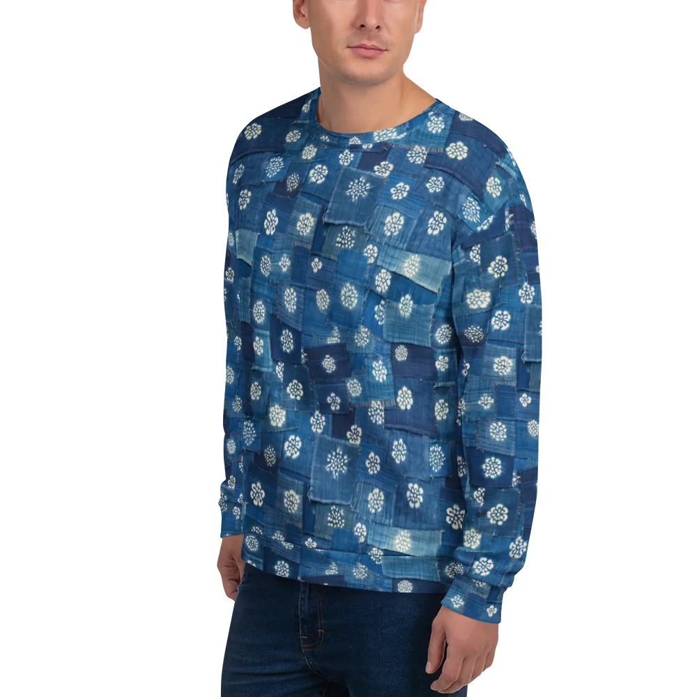 Sapphire Bloom on Sweatshirt — Left Front
