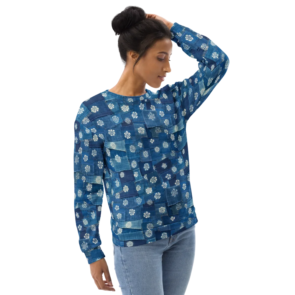 Sapphire Bloom on Sweatshirt — Right Front