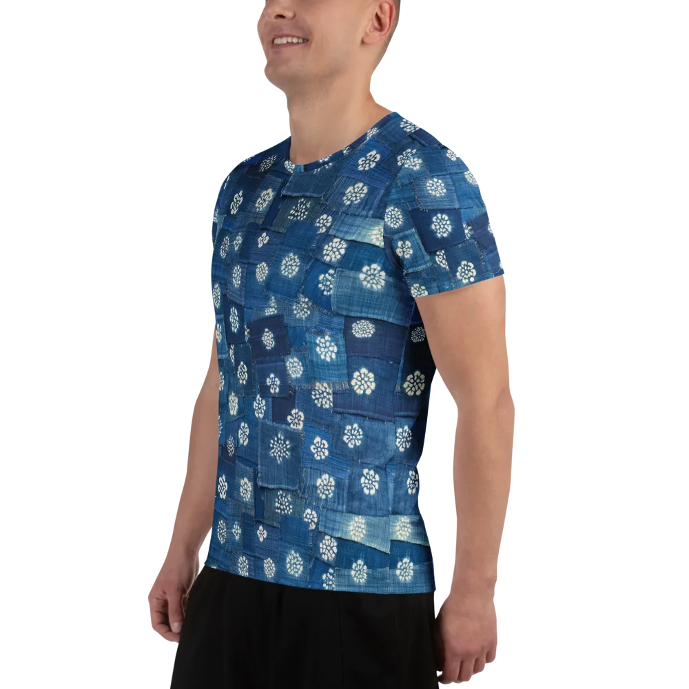 Sapphire Bloom on Men's Athletic T-Shirt — Left