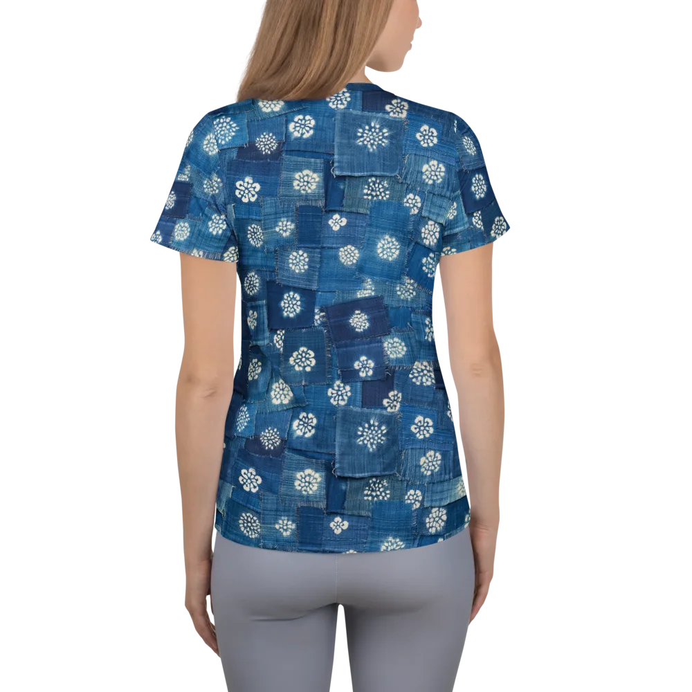 Sapphire Bloom on Women's Athletic T-Shirt — Back