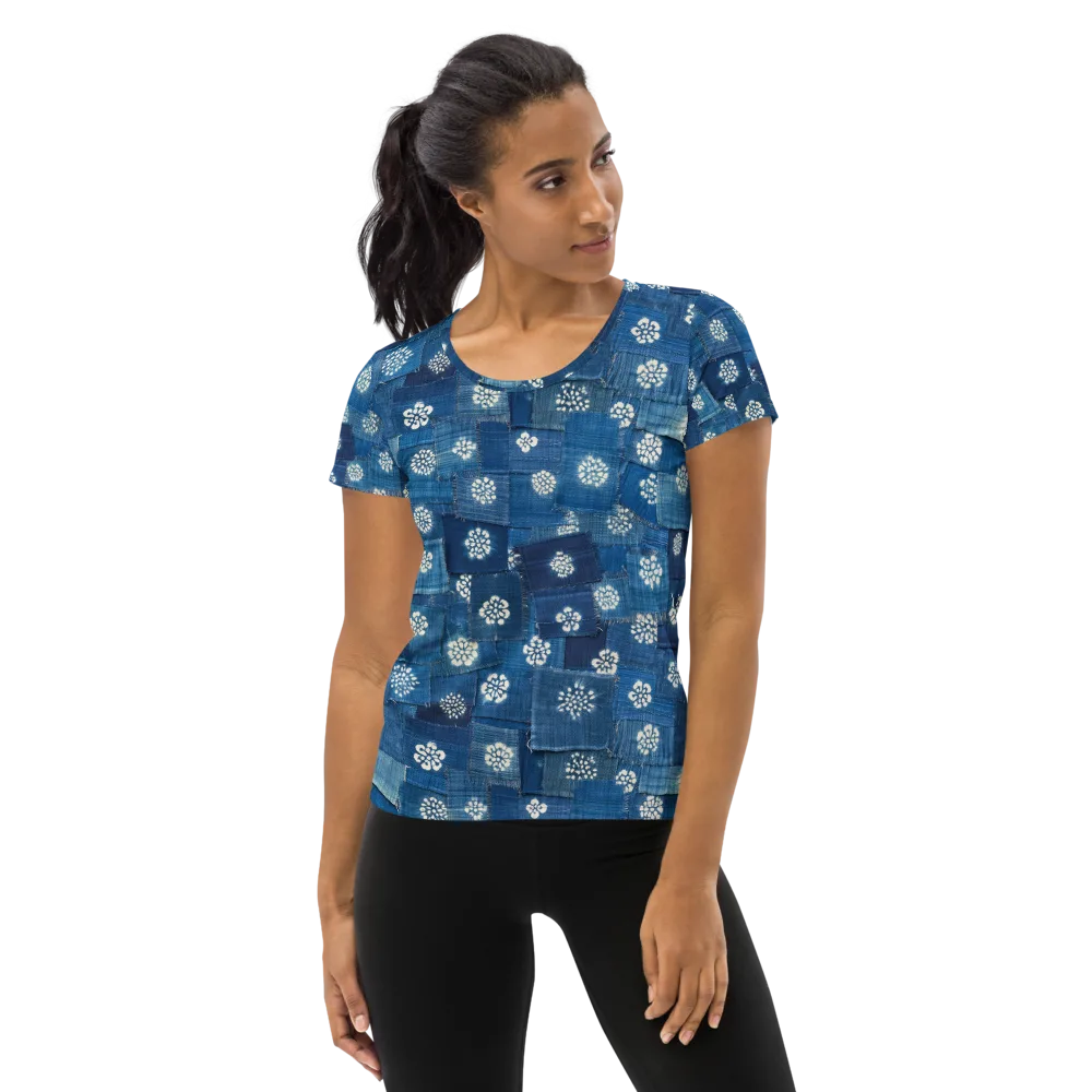Sapphire Bloom on Women's Athletic T-Shirt — Front