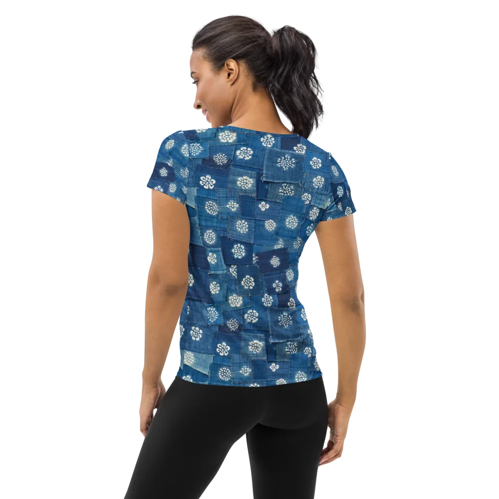 Sapphire Bloom on Women's Athletic T-Shirt — Back