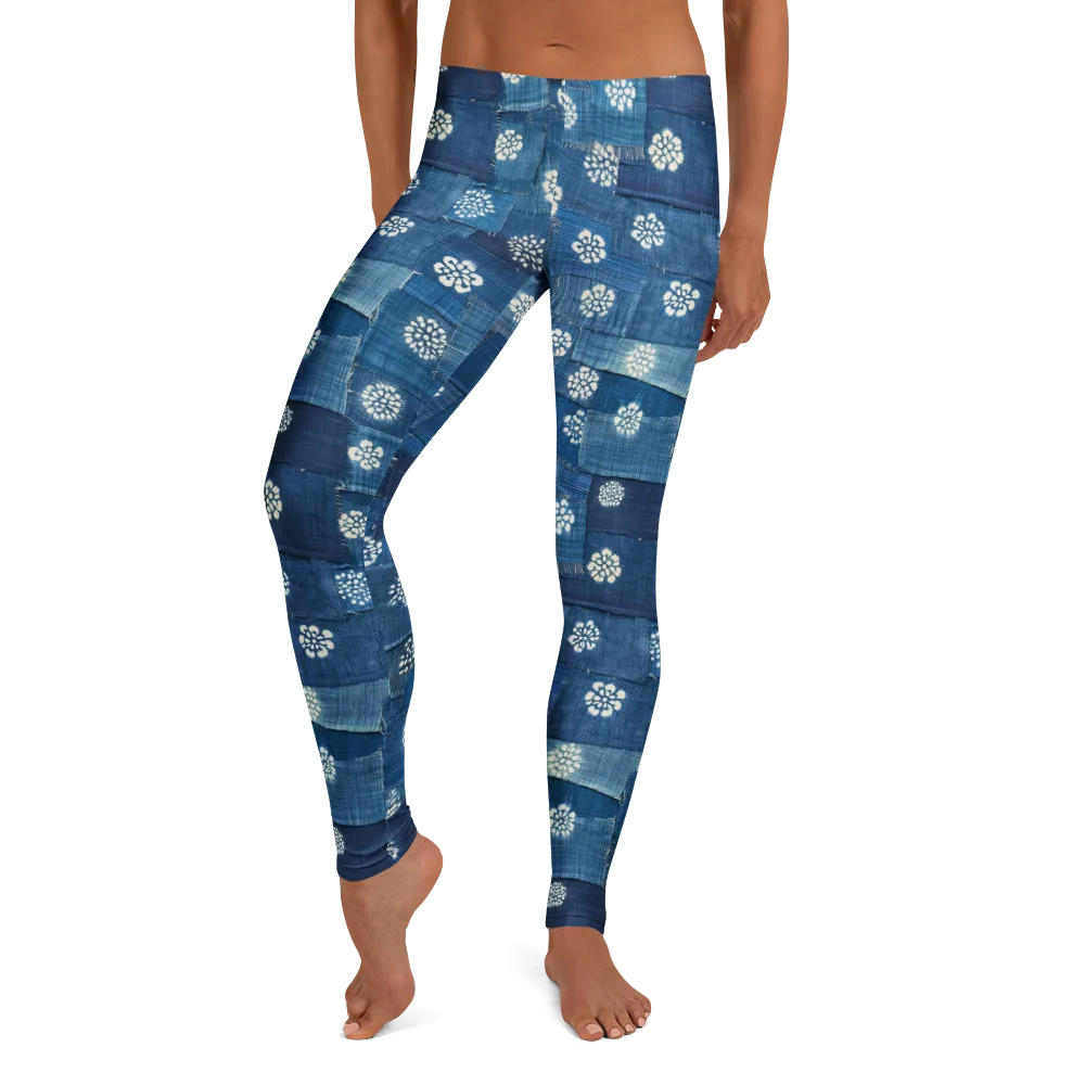Sapphire Bloom on Leggings — Front