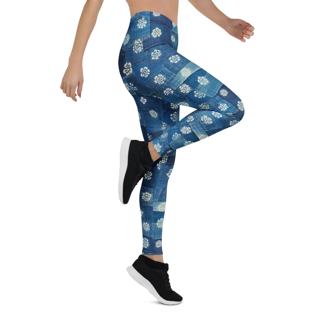 Sapphire Bloom on Leggings — Right