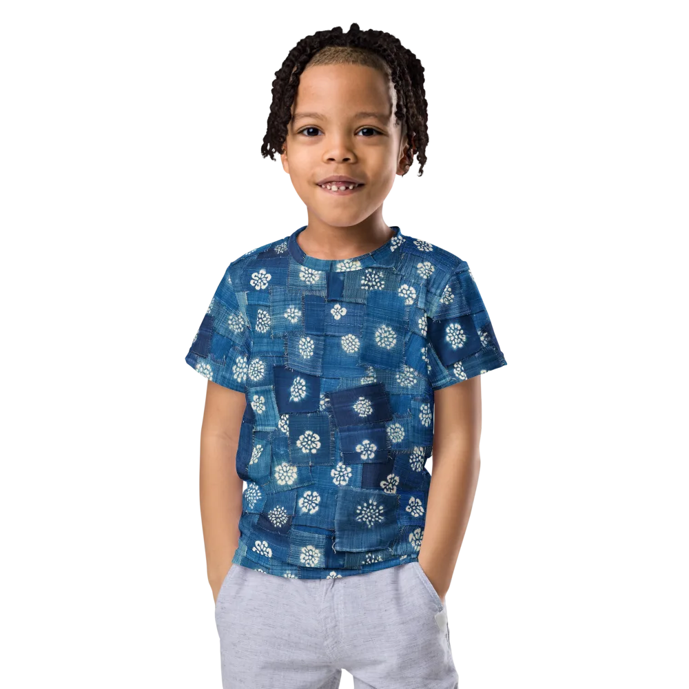 Sapphire Bloom on Kids Crew Neck T-Shirt — Front