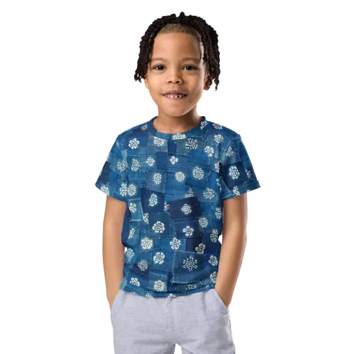 Sapphire Bloom on a Kids Crew Neck T-Shirt