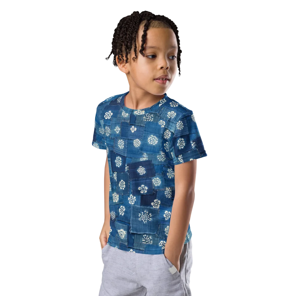 Sapphire Bloom on Kids Crew Neck T-Shirt — Left Front