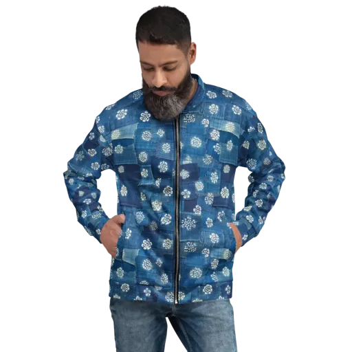 Sapphire Bloom on a Bomber Jacket
