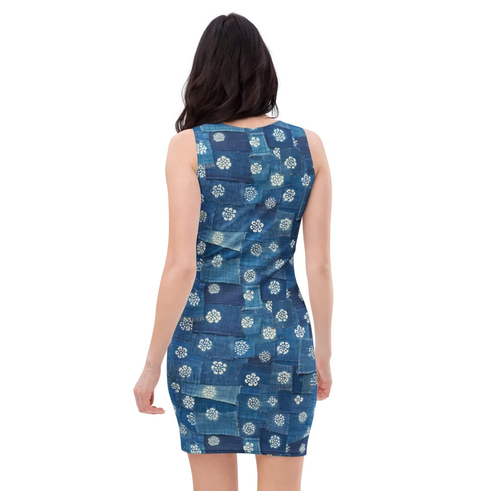 Sapphire Bloom on Bodycon Dress — Back