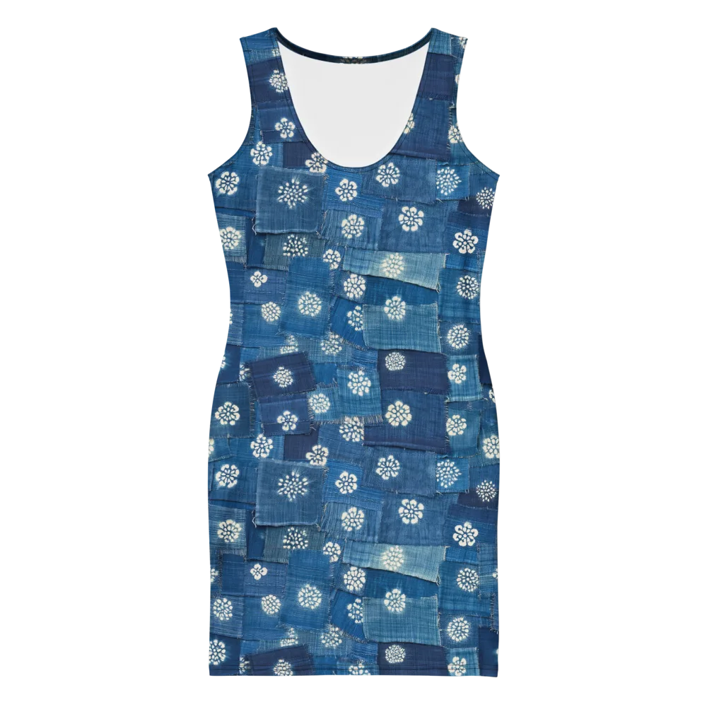 Sapphire Bloom on Bodycon Dress — Front