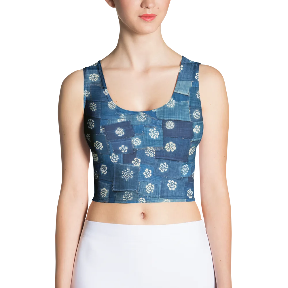 Sapphire Bloom on Crop Top — Front