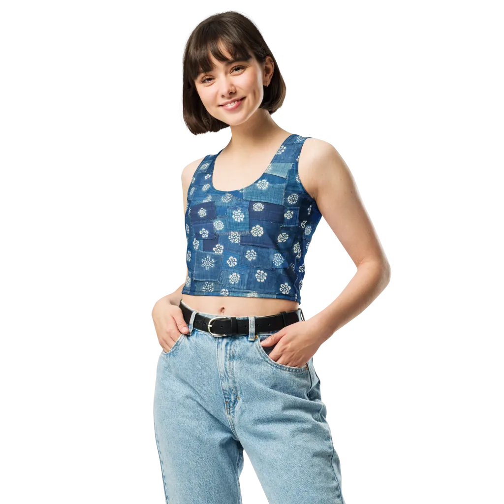 Sapphire Bloom on Crop Top — Front