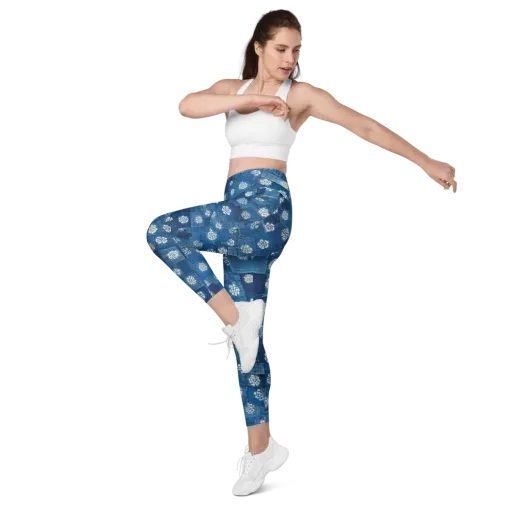 Sapphire Bloom on a Leggings with Pockets