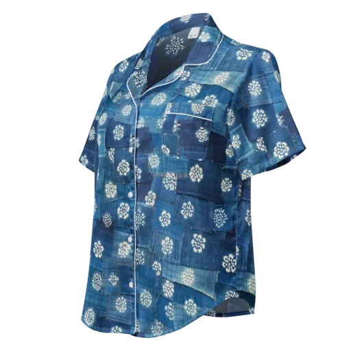 Sapphire Bloom on a Women's Short Sleeve Pajama Top