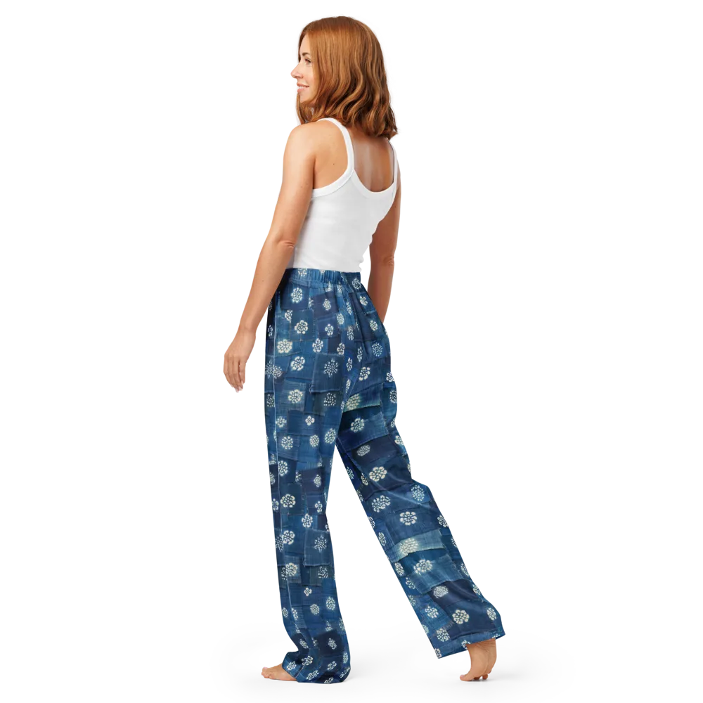Sapphire Bloom on Women's Pajama Pants — Back