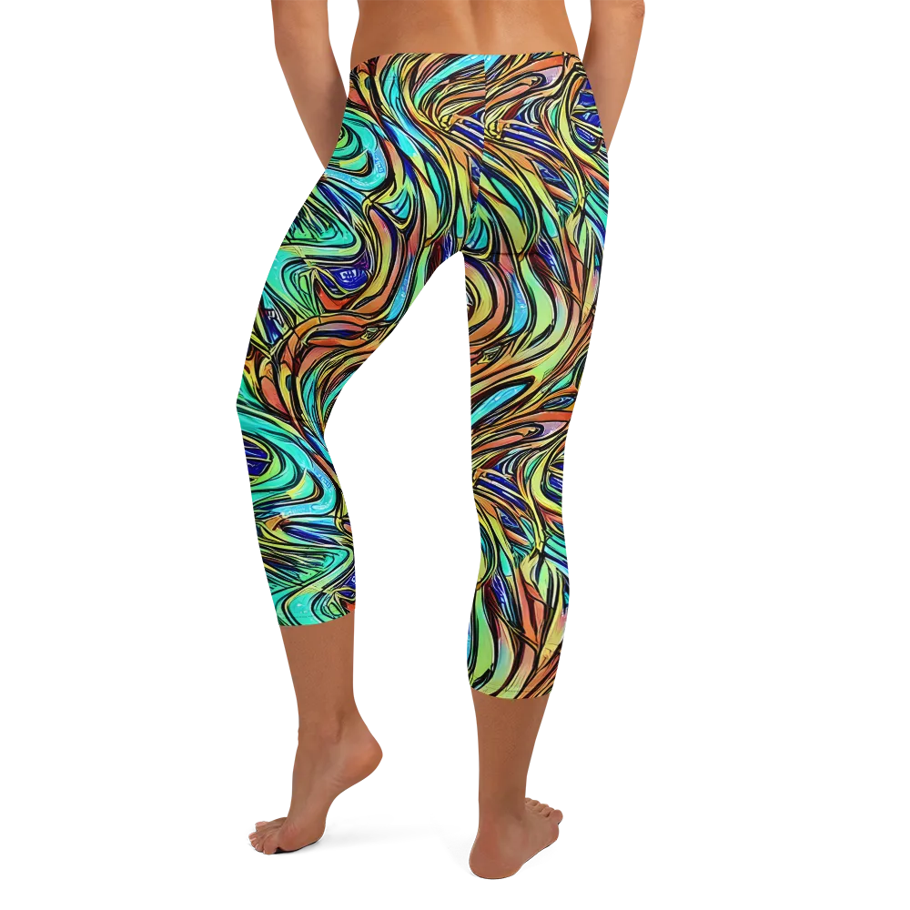 Cobalt Flow on Capri Leggings — Back