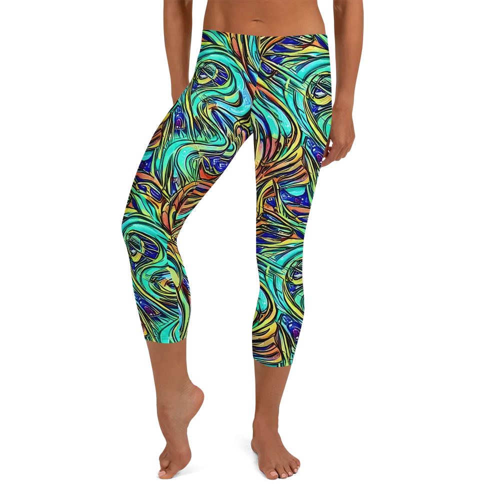 Cobalt Flow on Capri Leggings — Front