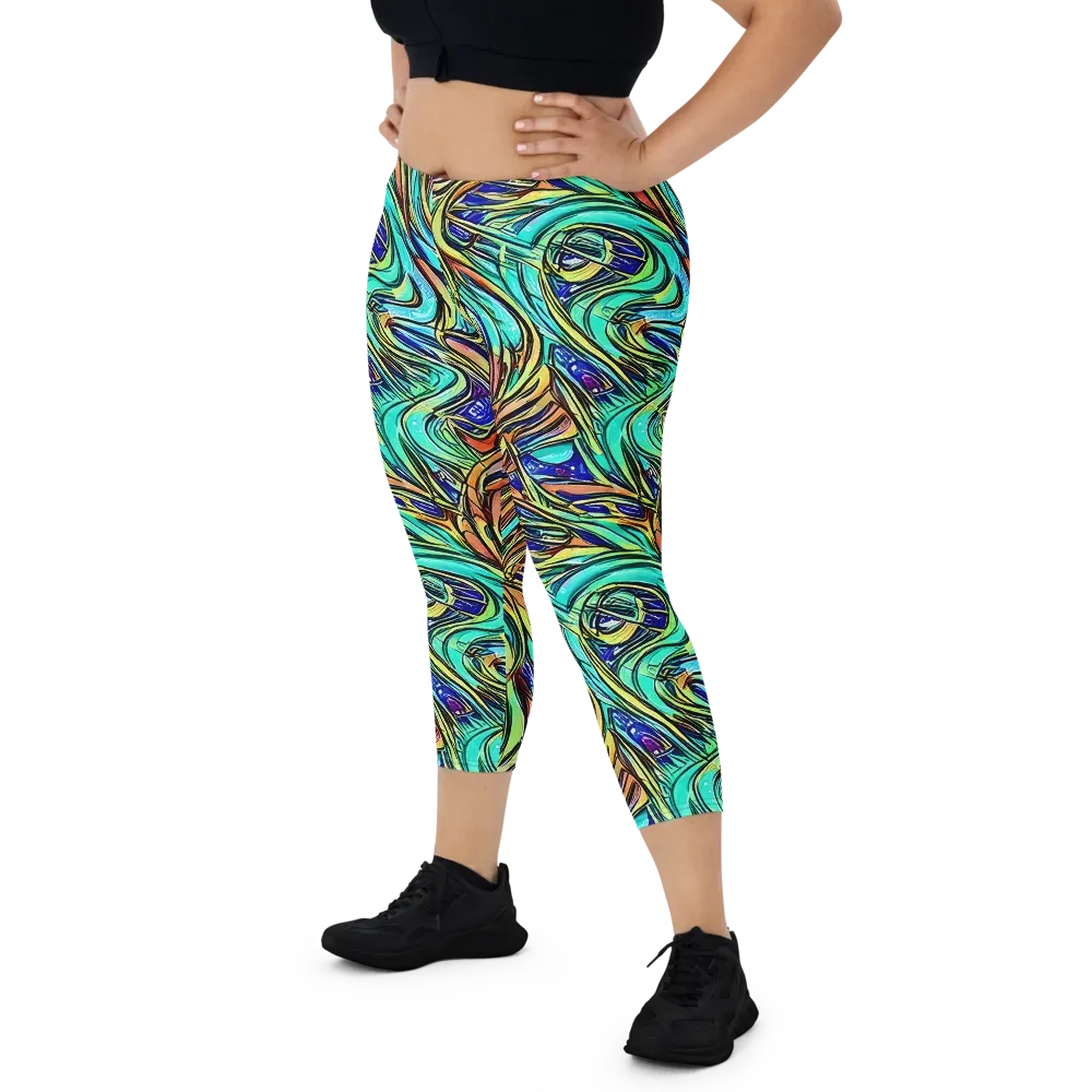 Cobalt Flow on Capri Leggings — Front