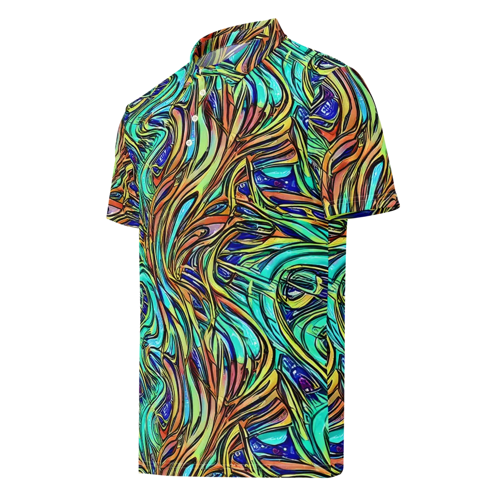 Cobalt Flow on Men's Slim Fit Polo Shirt — Left Front