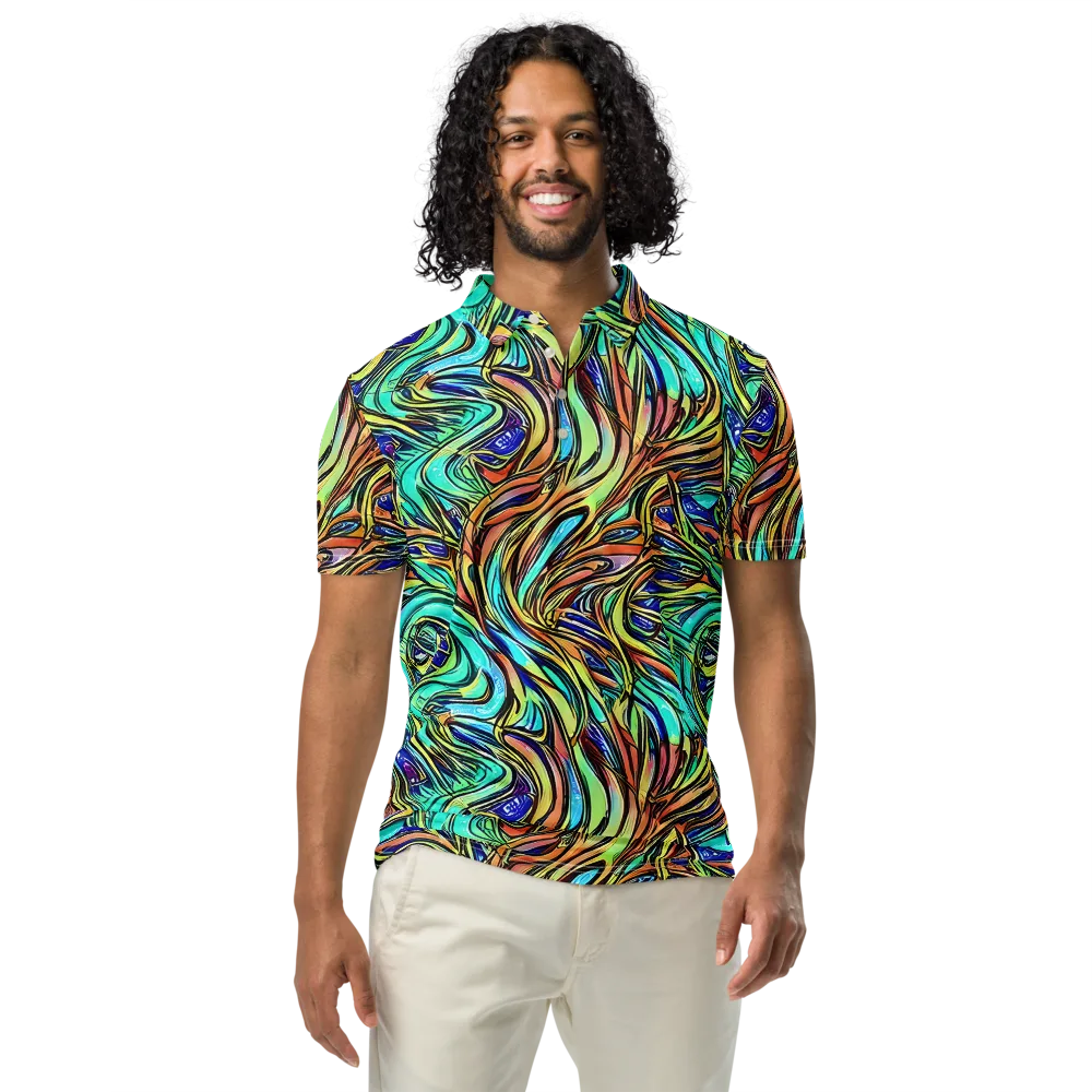 Cobalt Flow on Men's Slim Fit Polo Shirt — Front