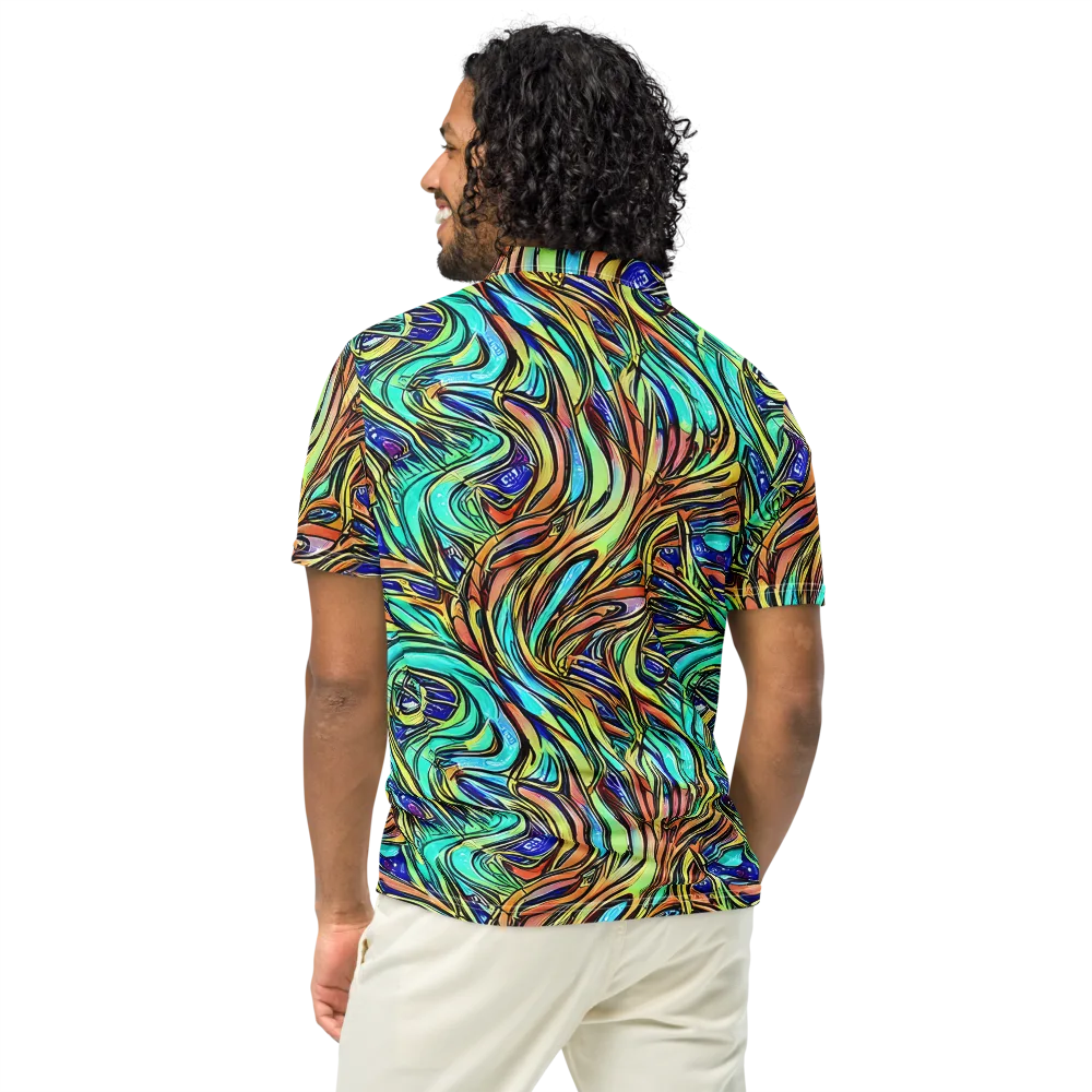 Cobalt Flow on Men's Slim Fit Polo Shirt — Back
