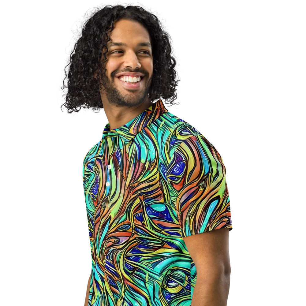 Cobalt Flow on Men's Slim Fit Polo Shirt — Left Front